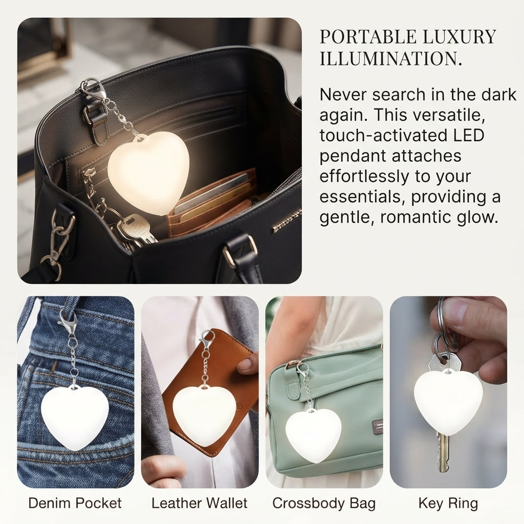 Touch Sensitive LED Charging Lamp Purse Light Handbag with Automatic Sensor Bed Lamp Heart Light Gift Ideas Women Night Lamps